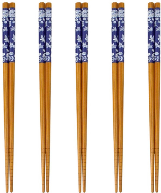 키친유 고급 일식 대나무 패턴 젓가락 나비, 브라운, 젓가락 5p, 1세트