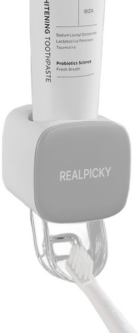 리얼피키 무타공 치약 디스펜서, 그레이, 1개