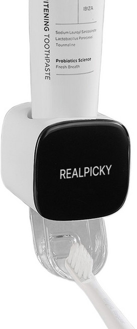 리얼피키 무타공 치약 디스펜서, 블랙, 1개