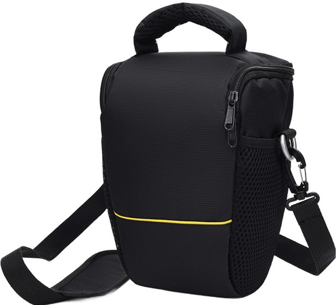 난리시스터즈 심플 프리미엄 카메라 가방 23 x 17 x 12 cm, 블랙 옐로우라인, 1개