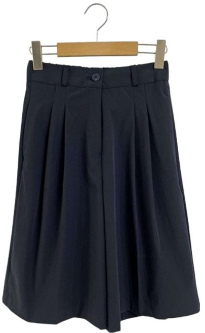 시크블랙 여성용 고든리 나일론 투핀턱 와이드 뒷밴딩 5부 반바지 cppt15139k55