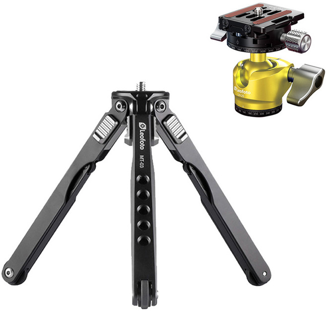 레오포토 미니삼각대 옐로우 키트 세트, 1세트, MT-03, LH-25R, NP-50-YE