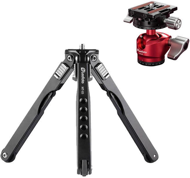 레오포토 미니삼각대 레드 키트 세트, 1세트, MT-03, LH-25R, NP-50-RE