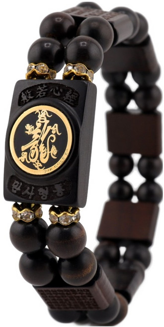 반야심 벽조목 반야심경 메탈 부적 두줄 연주팔찌 18cm, 만사형통, 1개