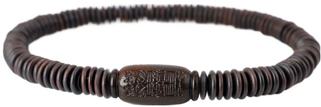 반야심 벽조목 옴자 부적 납짝 염주팔찌 소원성취부적 18cm, 짙은 갈색, 1개