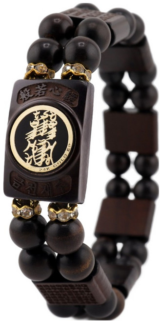 반야심 벽조목 반야심경 메탈 부적 두줄 연주팔찌 18cm, 금전재수, 1개