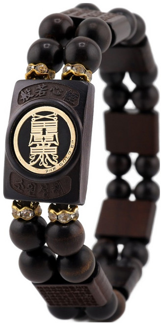 반야심 벽조목 반야심경 메탈 부적 두줄 연주팔찌 18cm, 소원성취, 1개