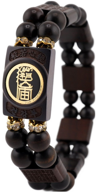 반야심 벽조목 반야심경 메탈 부적 두줄 연주팔찌 18cm, 건강부, 1개