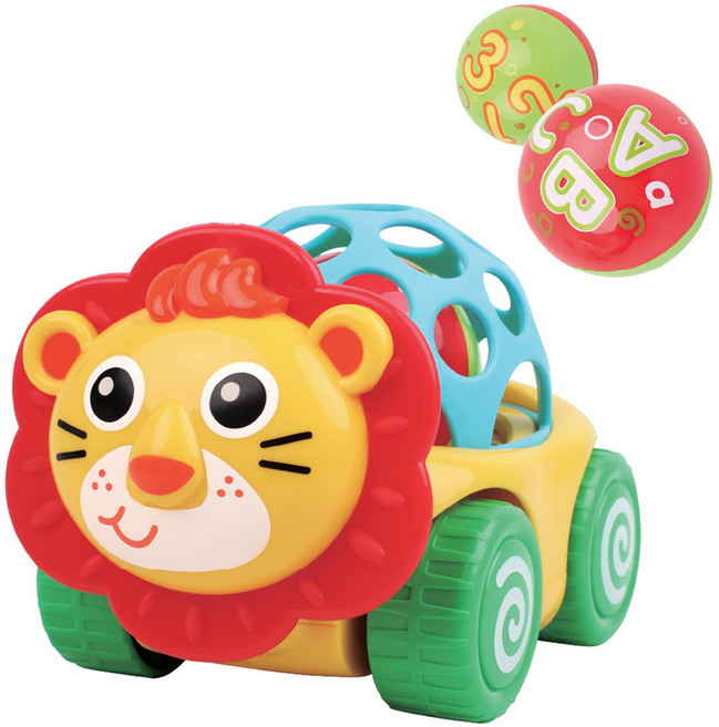 키즈팡팡 말랑말랑 소프트볼 사자 자동차 멜로디완구, 혼합색상, 1개