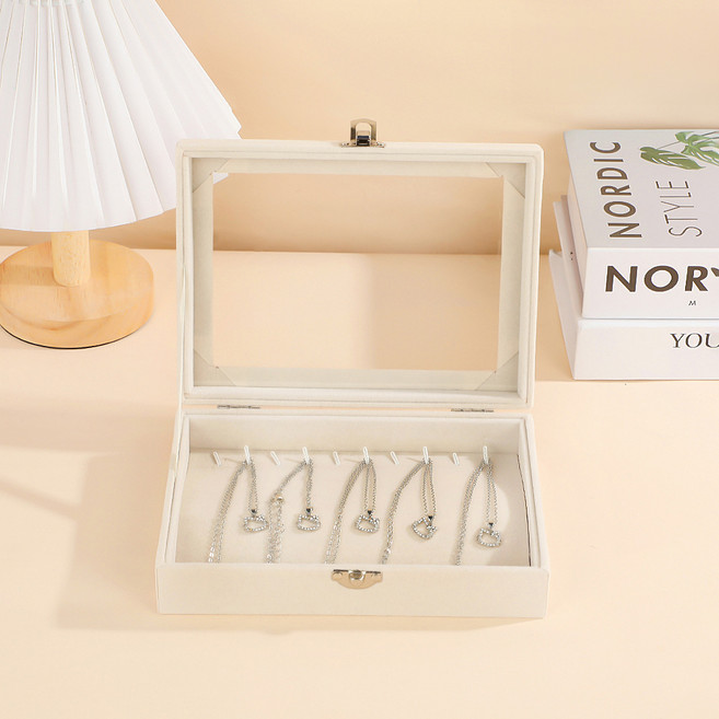 리빙웍스 칸칸 벨벳 악세서리 화장대 소형 보관함, 베이지 목걸이칸, 1개