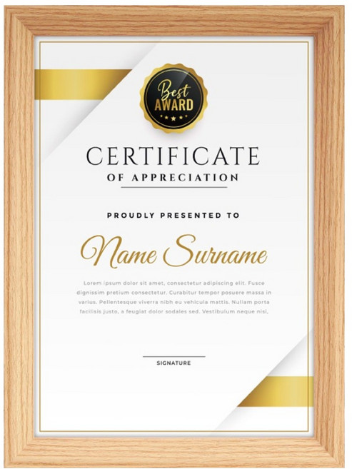 TRENY 日式A4獎狀證書相框, 原木色, 1個