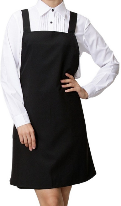 스피드가운 X형 엉덩이 덮는 단추형 앞치마, 블랙, 1개