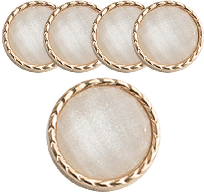 yarna 빈티지 고급 금속 자개 라운드 단추 04 18mm, 골드, 5개