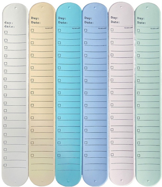 문구담 재사용 가능한 간호사 손목 스트랩 메모지 13 중형 세트, 혼합색상, 6개