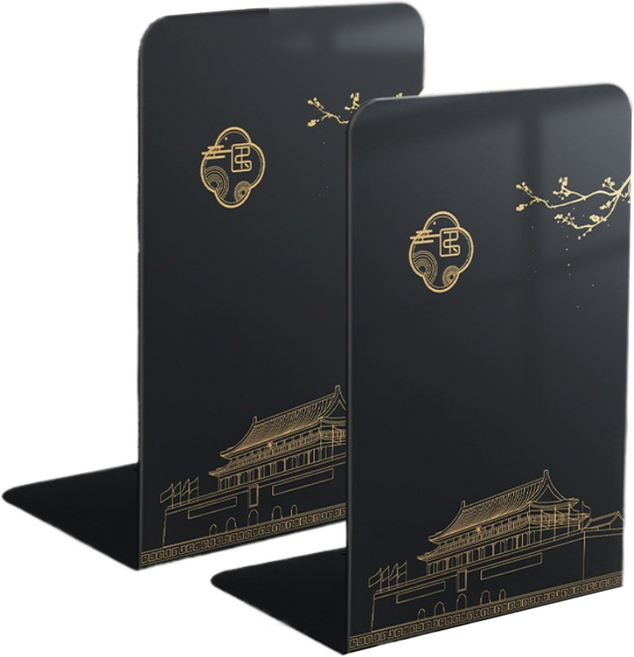 글로어스 책장 북엔드 책지지대 2개, 차이나블랙