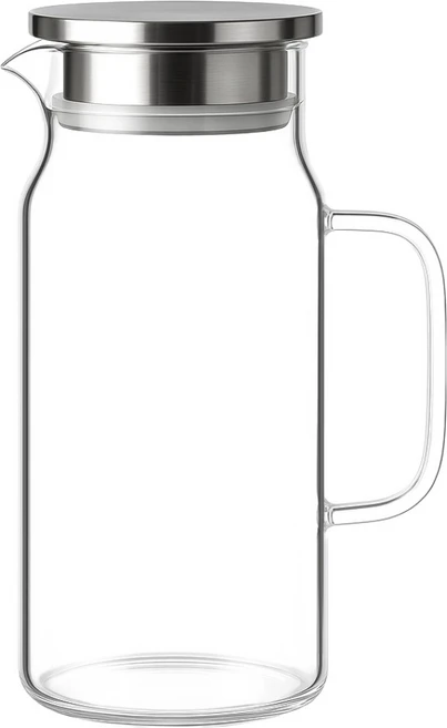 발룬피니 스텐 304 뚜껑 내열유리 물병, 투명, 1.2L, 1개 - 쿠팡