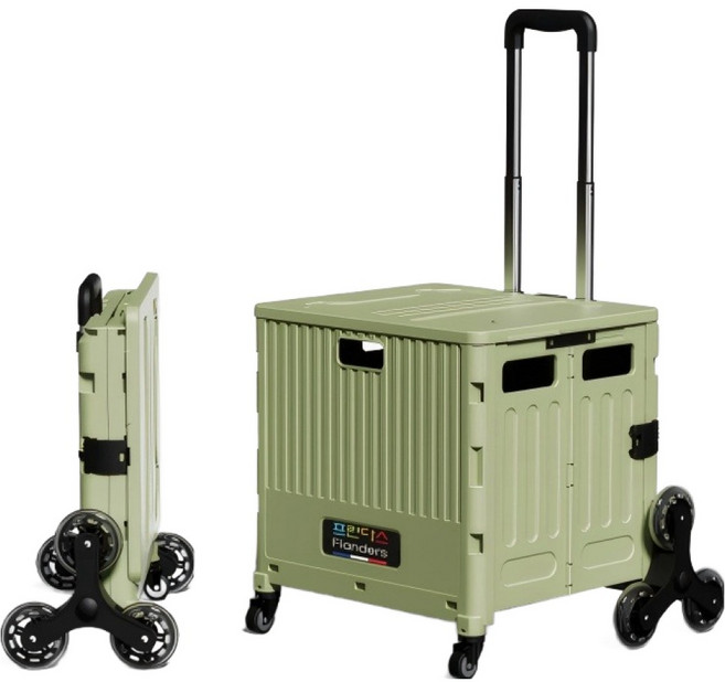 프란다스 접이식 쇼핑카트 70L D형, 그린, 1개