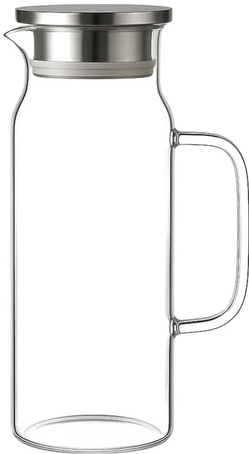 발룬피니 스텐 304 뚜껑 내열유리 물병, 투명, 1.5L, 1개 - 쿠팡