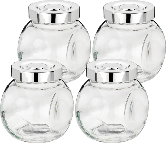 kela 斜式玻璃密封罐 200ml 食品收納保鮮罐, 4個容器 + 4個蓋子, 1組