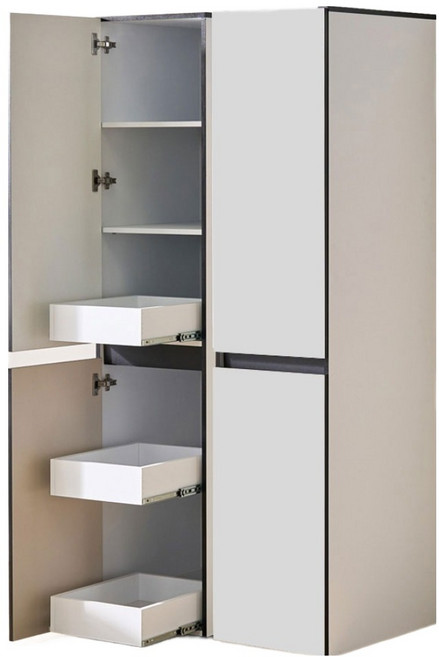 엘리에셀 비스포크 오브제 3서랍 350 광폭 다용도 선반 5단 키큰 틈새 수납장 방문설치, 코타화이트