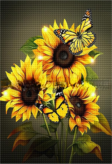 타미나요 고급스러운 DIY 보석 십자수 40 x 50 cm, 해바라기 4, 1개