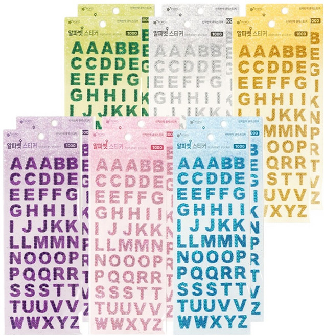 포포팬시 다용도 꾸미기 알파벳 스티커 6종 x 2p 세트, 혼합색상, 1세트