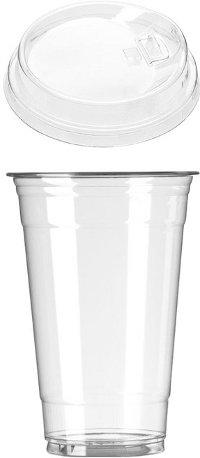 어썸팩 PET 무지 아이스컵 지름 92cm 500ml + 머그리드 개폐 뚜껑 세트, 100개, 1세트