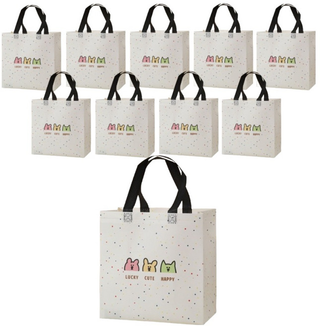 그린허그 럭키 프렌드 부직포 쇼핑백, 강아지친구들, 10개