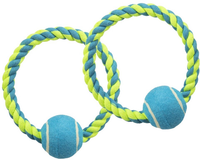 트릭시 반려동물 테니스볼 링로프, 혼합색상, 2개