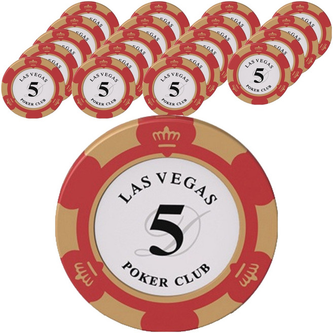 라스베가스 카지노 포커 게임 칩, 액면가 5, 20개