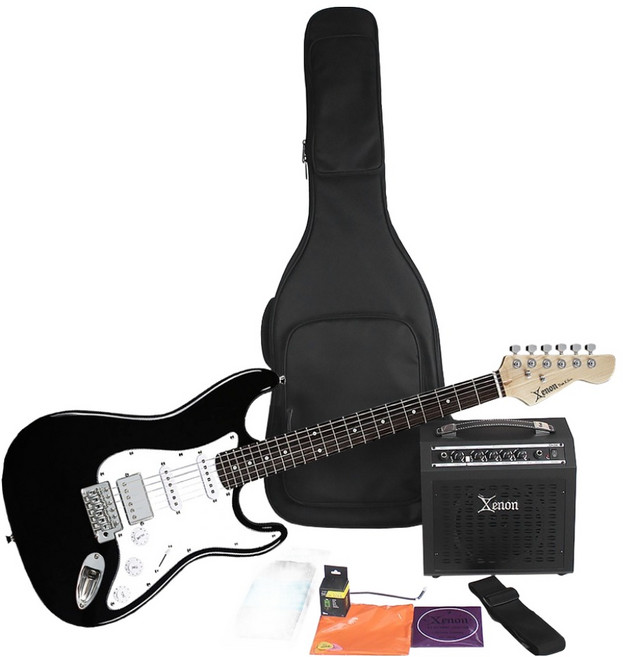 Xenon 일렉기타 + 가방 + 앰프 + 구성품 9종 세트, 블랙, 1세트, GP-3BK