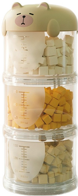 파스텔펫 강아지 휴대용 사료 간식통 3단, 화이트, 150ml, 1개