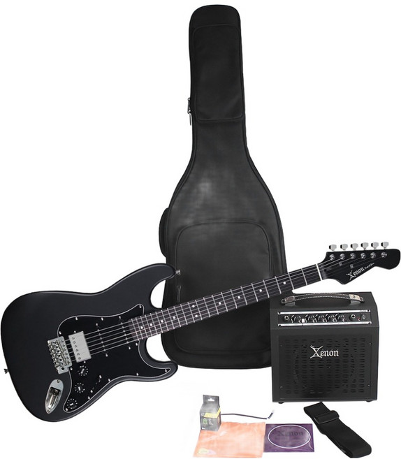 제논 일렉기타 + 가방 + 앰프 + 구성품 9종 세트, 올블랙(기타), 블랙(가방, 엠프), 1세트, GP-3MBK
