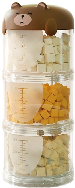 파스텔펫 강아지 휴대용 사료 간식통 3단, 브라운, 150ml, 1개