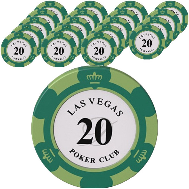 라스베가스 카지노 포커 게임 칩, 액면가 20, 20개