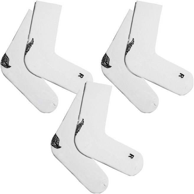 리투 블랙 윙 러닝 크루 삭스, 화이트, 3개