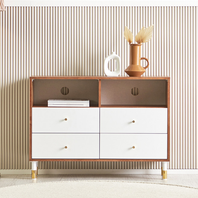 에코트렌드 토비 높은 티비 다이 거실장 서랍장 1000 방문설치, 오크화이트