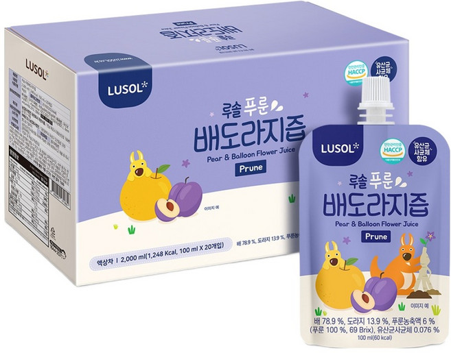 루솔 푸룬 배도라지즙 20p, 2L, 1개