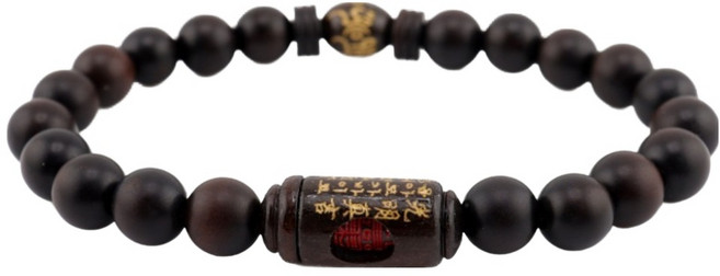 반야심 벽조목 광명진언 3 부적 한줄 염주팔찌 17.5cm, 금분, 1개