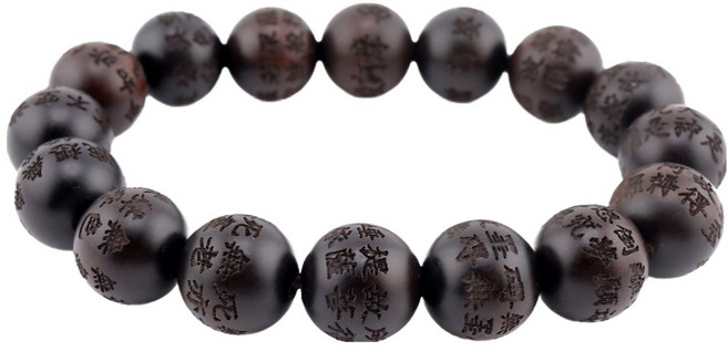 반야심 벽조목 반야심경 한자 한줄 염주팔찌 18cm, 짙은 갈색, 1개