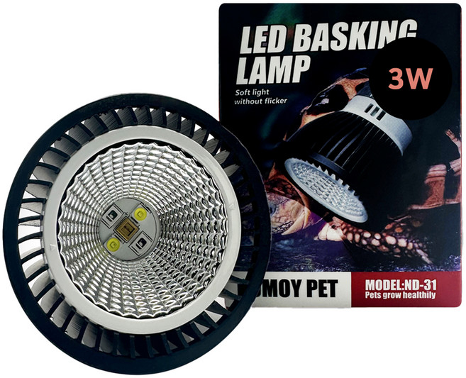 노모이펫 파충류용 렙타일 LED 바스킹 UVB 5.0 일광욕 램프 3W ND-31, 1개, 블랙