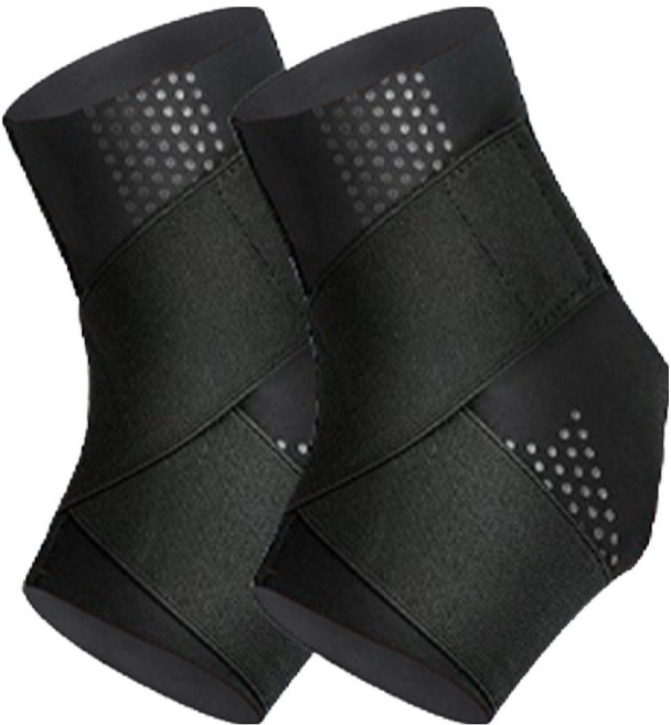 라이프엠디 관절 압박 고탄력 스포츠 1등급 의료기기 스트랩 밴드 발목 보호대 LMD035, 2개, 블랙