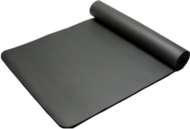 엘쏘 스트랩 포함 넓은 폭 논슬립 홈트 필라테스 운동 요가 매트, 블랙, 1개