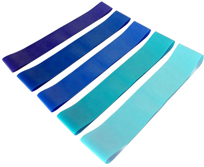 엘쏘 레인보우 그라데이션 라텍스 루프밴드 믹스 5종 세트, 블루 세트, 1세트