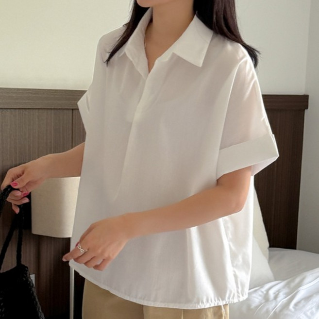 봉봉스토리 여성용 이프 카라 임산부 티셔츠