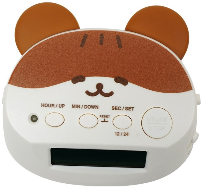 POPO FANCY 無噪音 Hamchi Face 學習計時器 碼錶, 1個, 棕色系