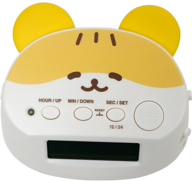 포포팬시 무소음 햄치 페이스 공부 타이머 스톱워치, 1개, 옐로우계열