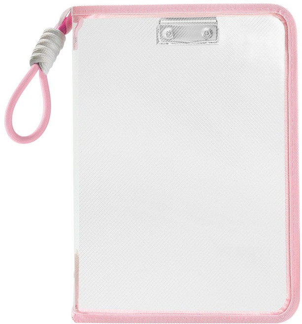 모하코 클립보드 지퍼화일백 A4 투명 파일 케이스, 1개, 마카롱핑크