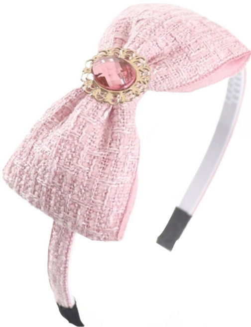 여아용 로맨틱 트위드 보석리본 머리띠