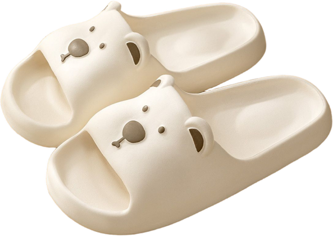 러블비 귀여운 곰돌이 미끄럼방지 층간소음방지 EVA 슬리퍼, 아이보리, 1개